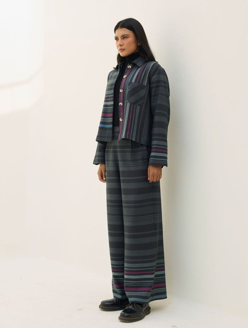 Noelle Merino Wool Co-ord Set - Charcoal by Manan in charcoal color for women in Singapore