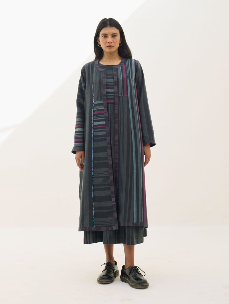 Thena Reversible Merino Wool Co-ord Set - Charcoal by Manan in charcoal color for women in Singapore