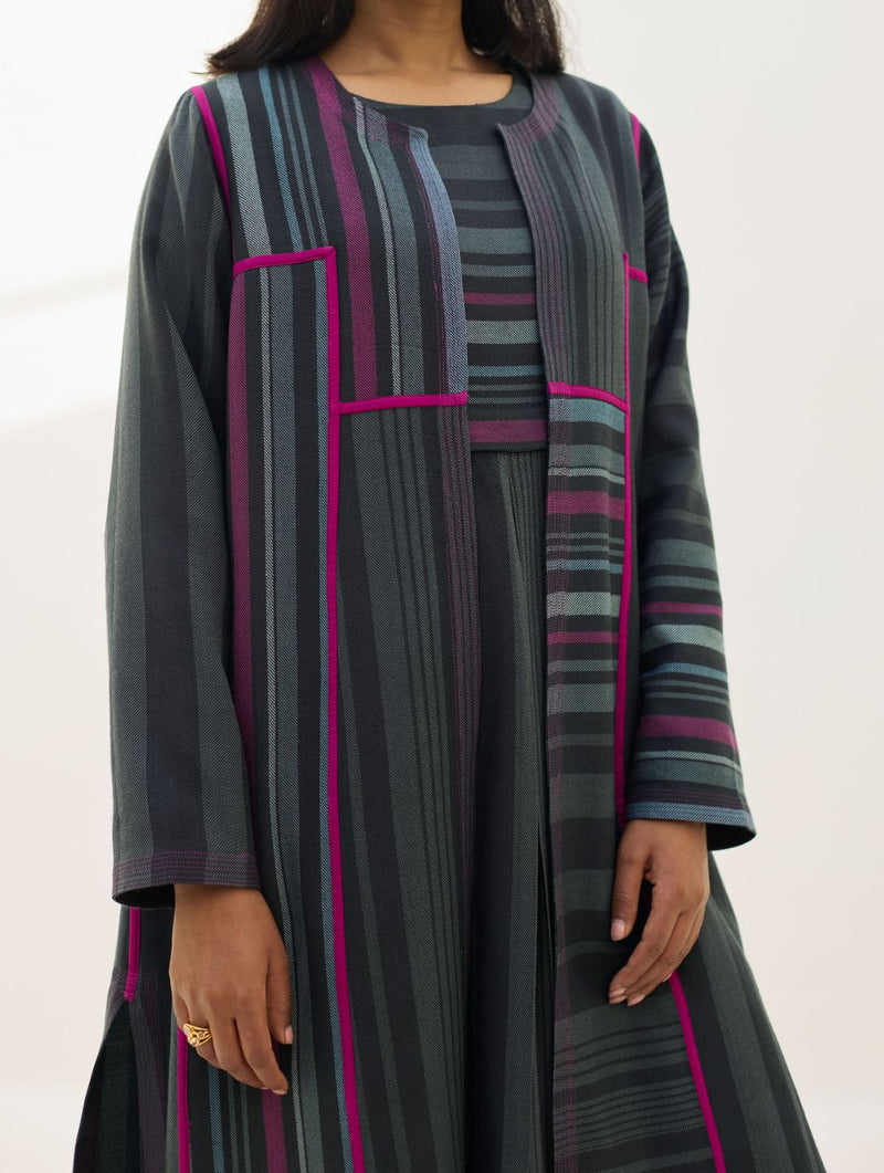 Thena Reversible Merino Wool Co-ord Set - Charcoal by Manan in charcoal color for women in Singapore