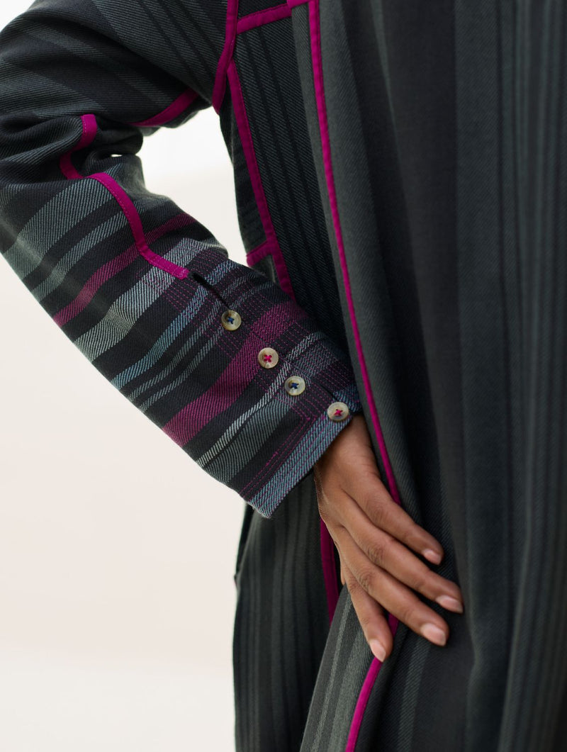 Thena Reversible Merino Wool Co-ord Set - Charcoal by Manan in charcoal color for women in Singapore