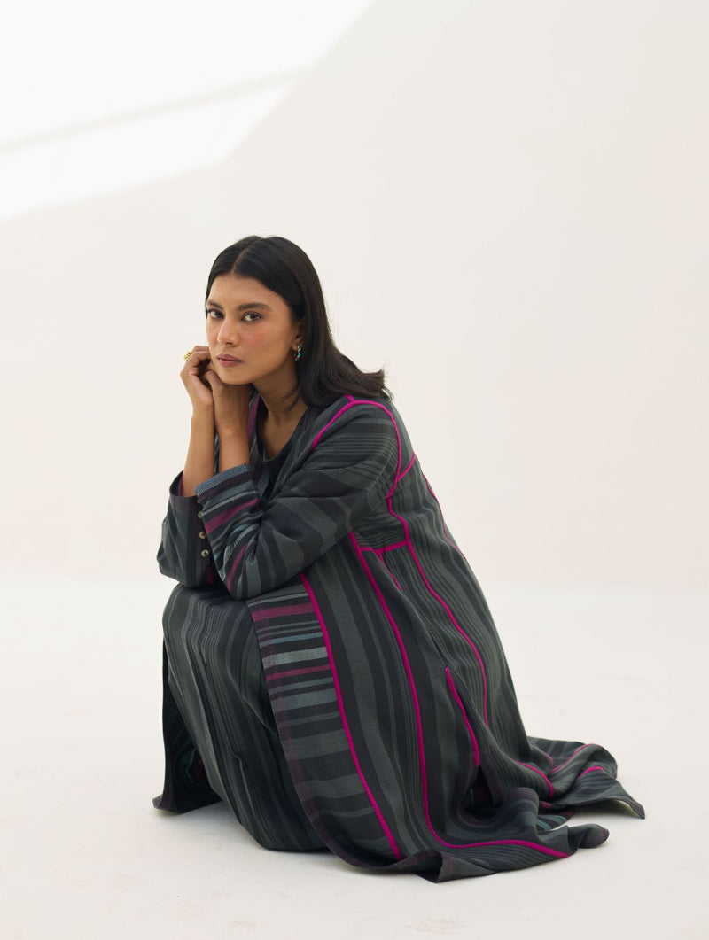 Thena Reversible Merino Wool Co-ord Set - Charcoal by Manan in charcoal color for women in Singapore