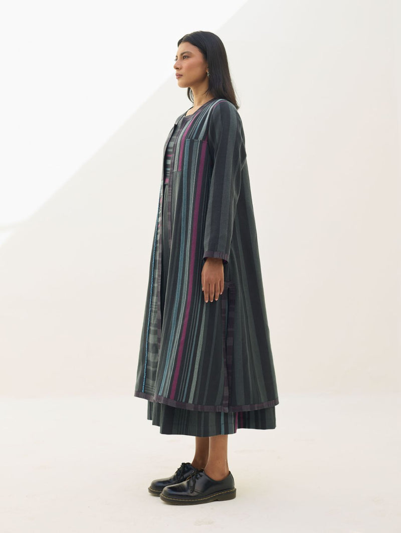 Thena Reversible Merino Wool Co-ord Set - Charcoal by Manan in charcoal color for women in Singapore
