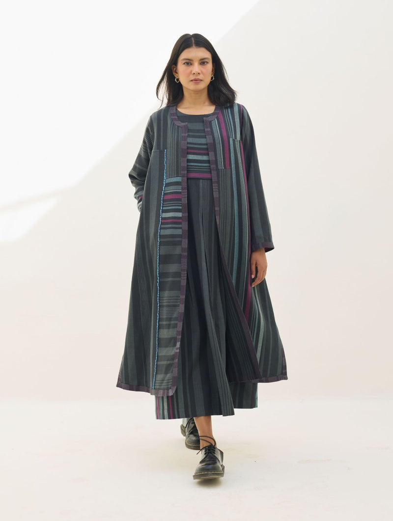 Thena Reversible Merino Wool Co-ord Set - Charcoal by Manan in charcoal color for women in Singapore