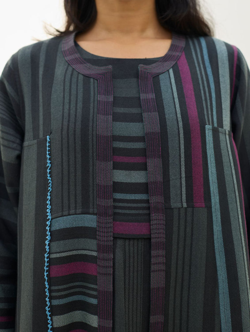 Thena Reversible Merino Wool Co-ord Set - Charcoal by Manan in charcoal color for women in Singapore
