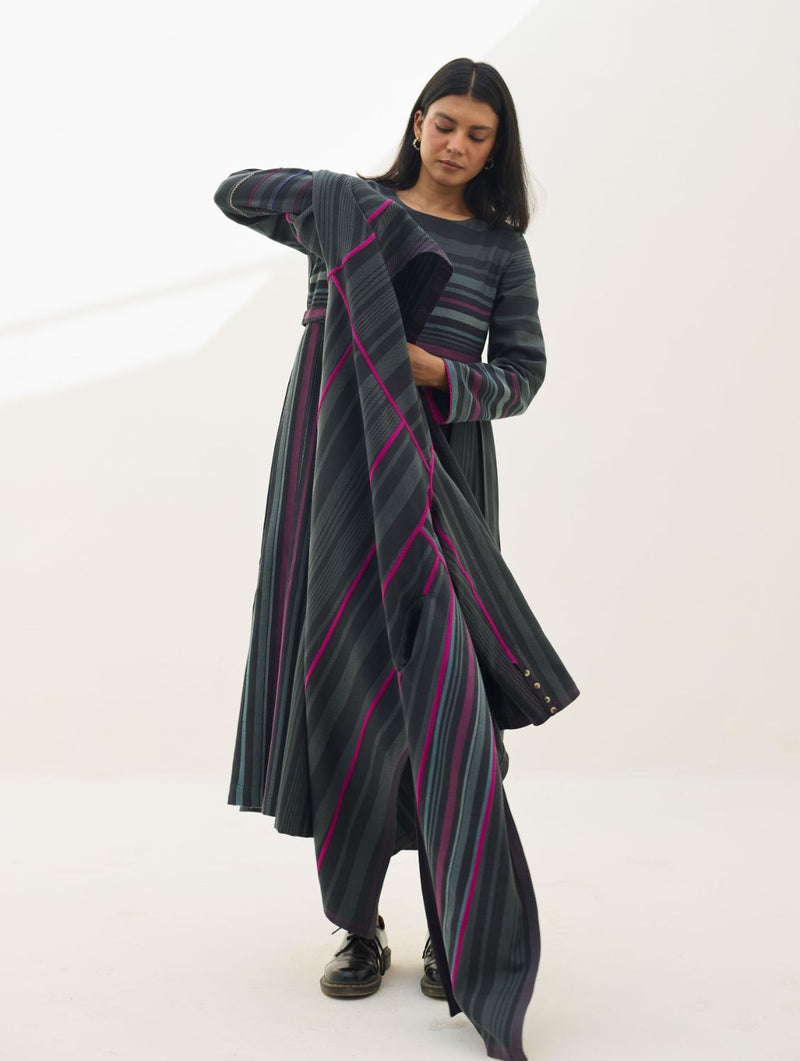 Thena Reversible Merino Wool Co-ord Set - Charcoal by Manan in charcoal color for women in Singapore