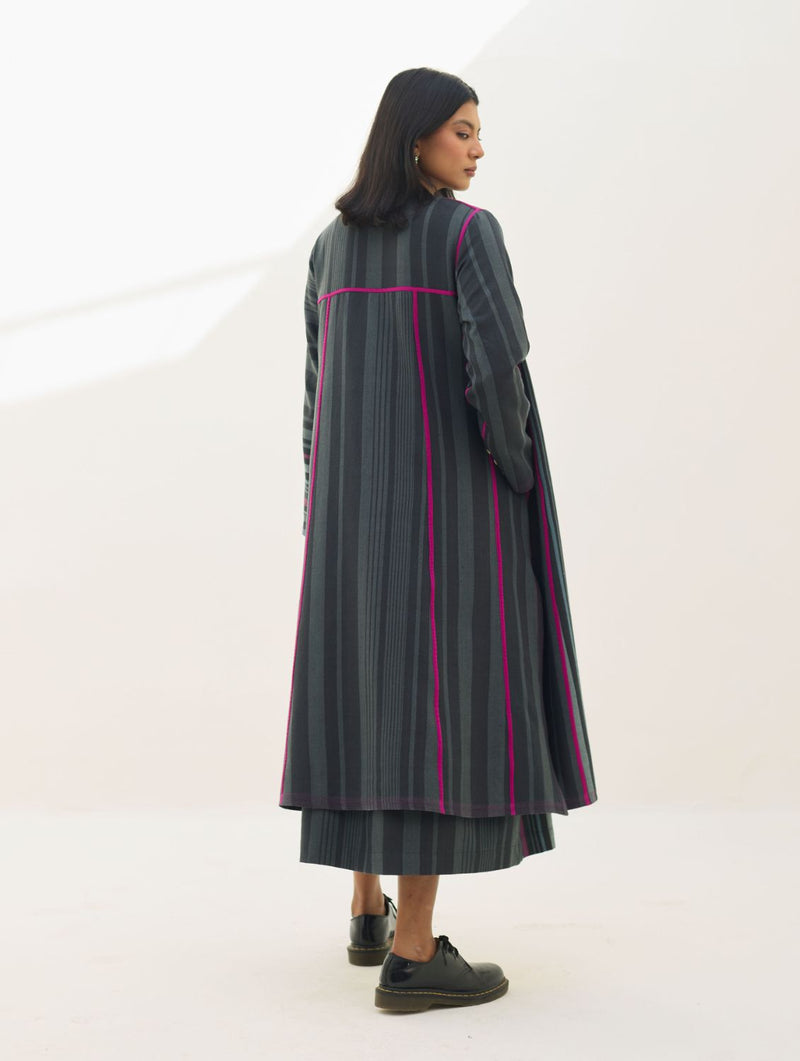 Thena Reversible Merino Wool Co-ord Set - Charcoal by Manan in charcoal color for women in Singapore