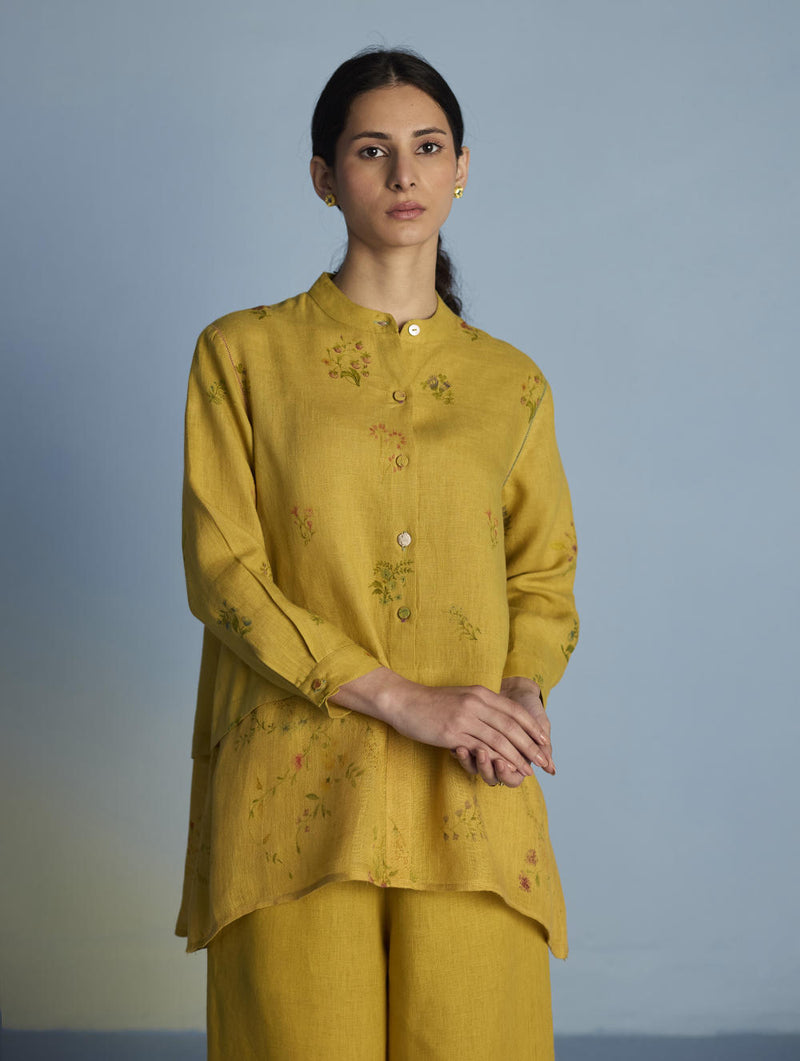 Leina A- Line Linen Co-ord Set - Ochre linen by Manan for women in Singapore