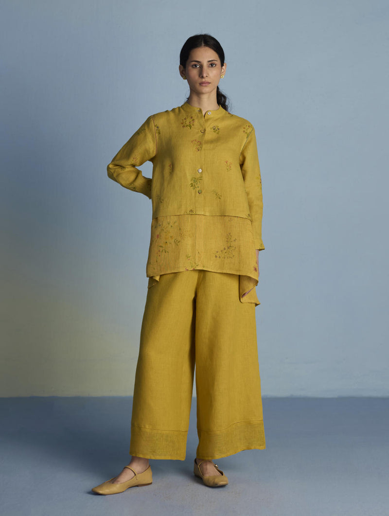 Leina A- Line Linen Co-ord Set - Ochre linen by Manan for women in Singapore