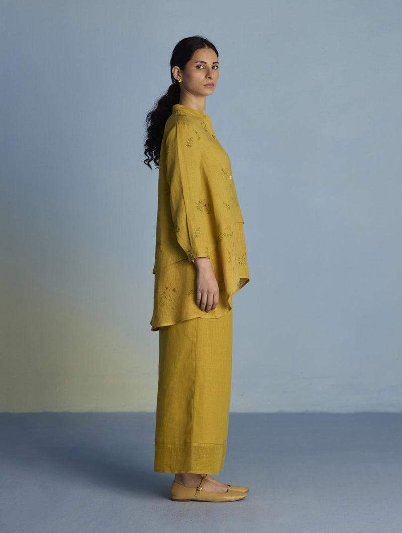 Leina A- Line Linen Co-ord Set - Ochre linen by Manan for women in Singapore