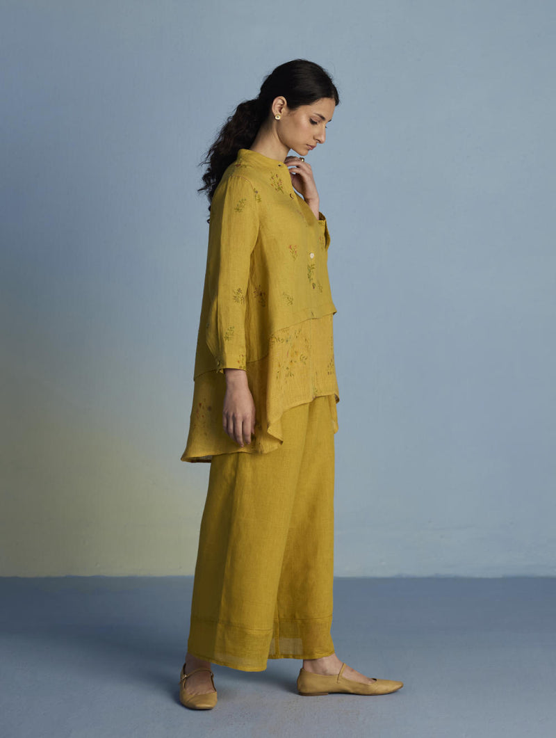 Leina A- Line Linen Co-ord Set - Ochre linen by Manan for women in Singapore