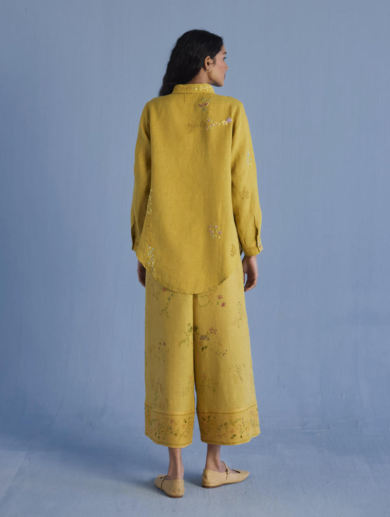 Alila Embroidered Oversized Co-ord Set - Ochre linen by Manan for women in Singapore