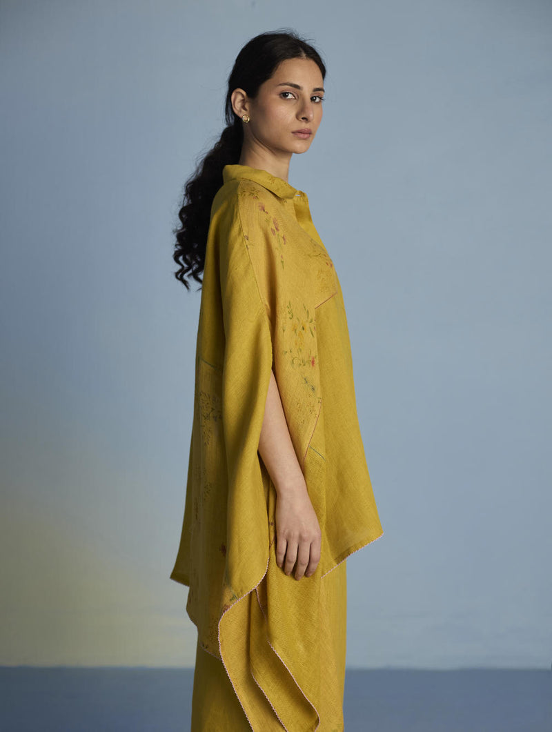 Osho Patchwork Kaftan Co-ord Set - Ochre linen by Manan for women in Singapore