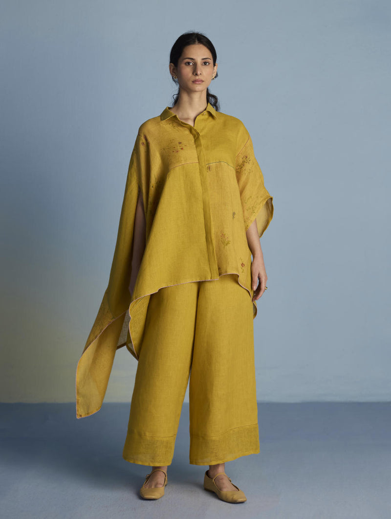 Osho Patchwork Kaftan Co-ord Set - Ochre linen by Manan for women in Singapore