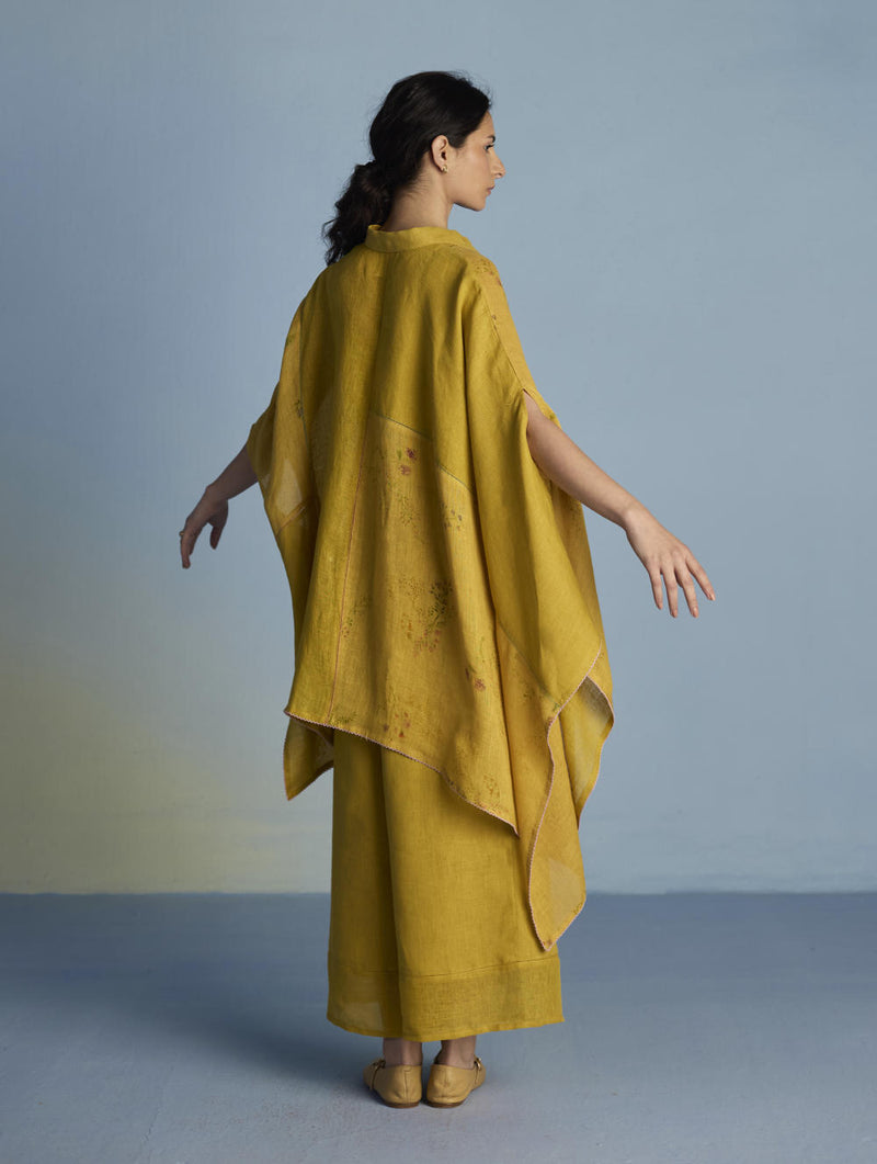 Osho Patchwork Kaftan Co-ord Set - Ochre linen by Manan for women in Singapore