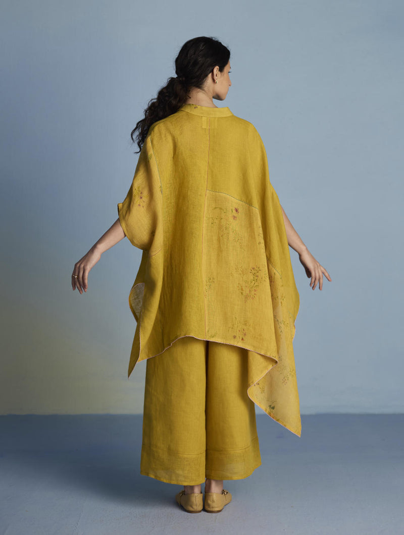 Osho Patchwork Kaftan Co-ord Set - Ochre linen by Manan for women in Singapore