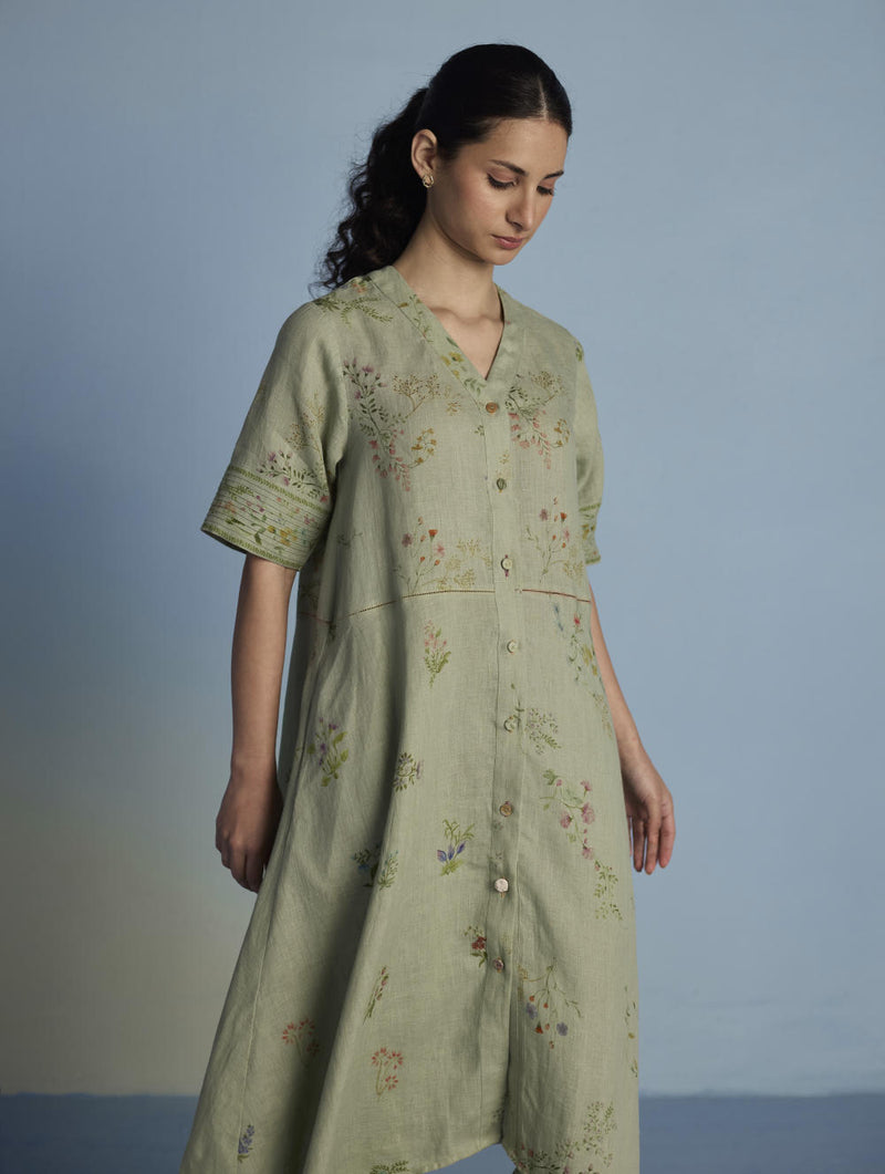 Inoya Linen Co-ord Set - Mint linen by Manan in mint color for women in Singapore