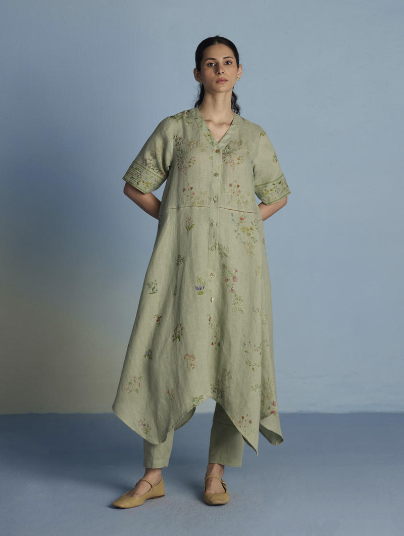 Inoya Linen Co-ord Set - Mint linen by Manan in mint color for women in Singapore