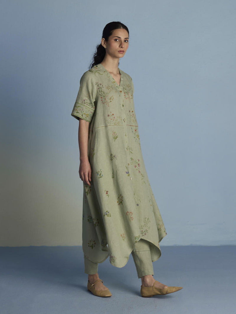 Inoya Linen Co-ord Set - Mint linen by Manan in mint color for women in Singapore