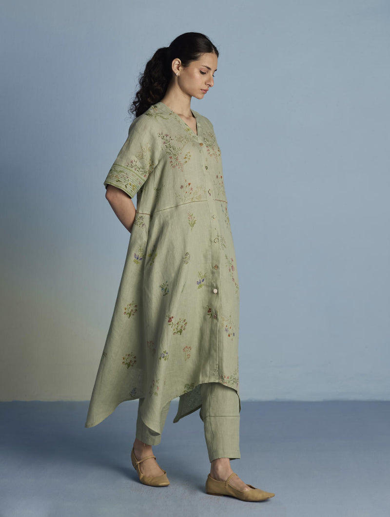 Inoya Linen Co-ord Set - Mint linen by Manan in mint color for women in Singapore