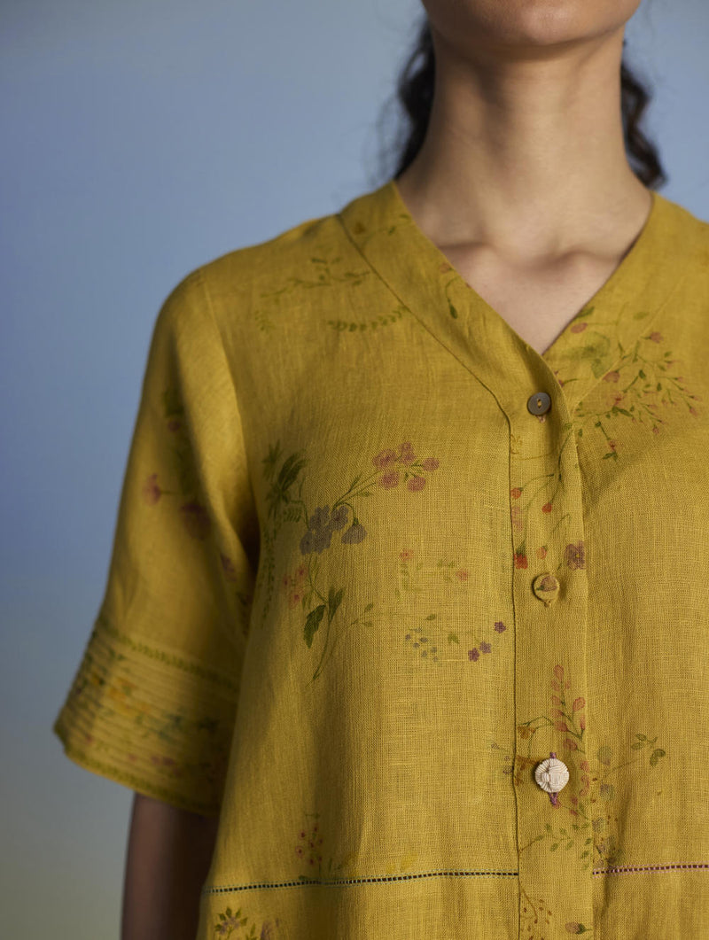 Inoya Linen Co-ord Set - Ochre linen by Manan for women in Singapore
