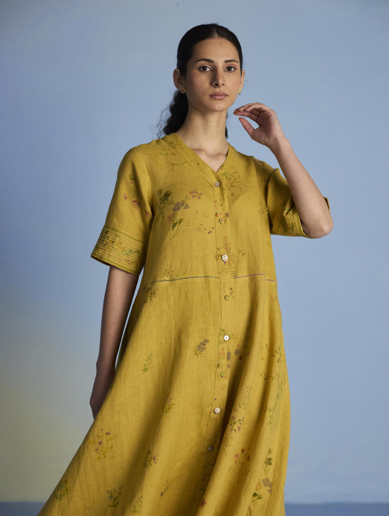 Inoya Linen Co-ord Set - Ochre linen by Manan for women in Singapore