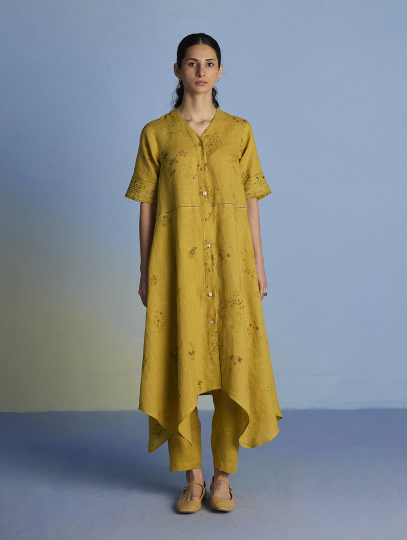 Inoya Linen Co-ord Set - Ochre linen by Manan for women in Singapore