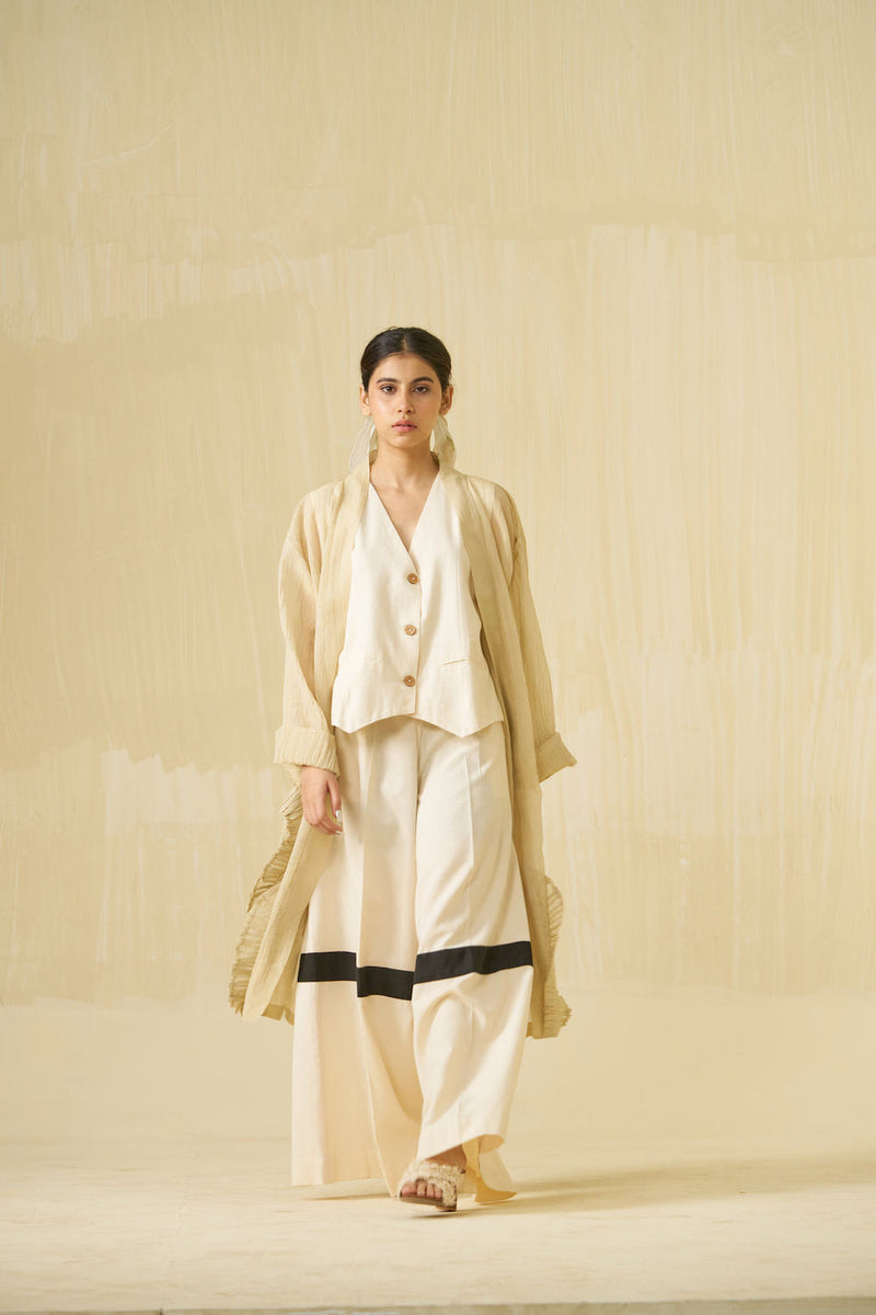 Daisy Overlay-Champagne Gold crushed silk jacket/overlay by Stoique in champagne gold for women in Singapore