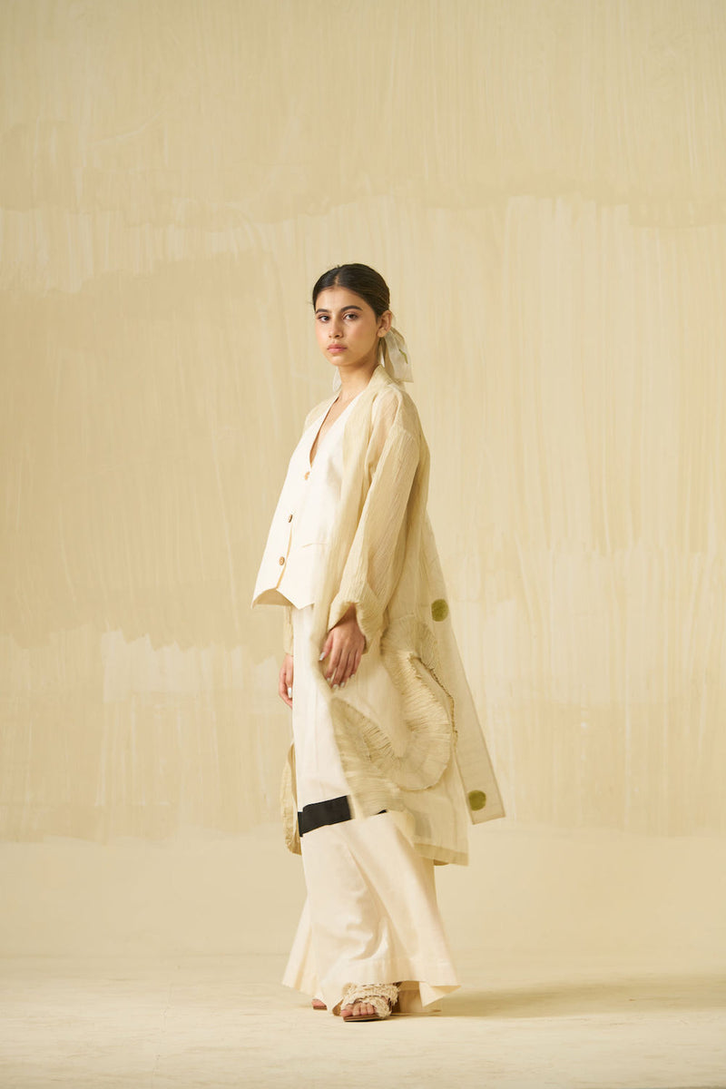 Daisy Overlay-Champagne Gold crushed silk jacket/overlay by Stoique in champagne gold for women in Singapore