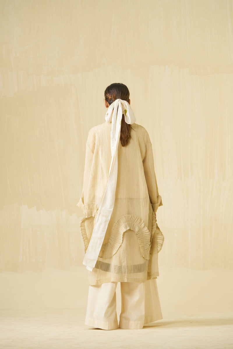 Daisy Overlay-Champagne Gold crushed silk jacket/overlay by Stoique in champagne gold for women in Singapore