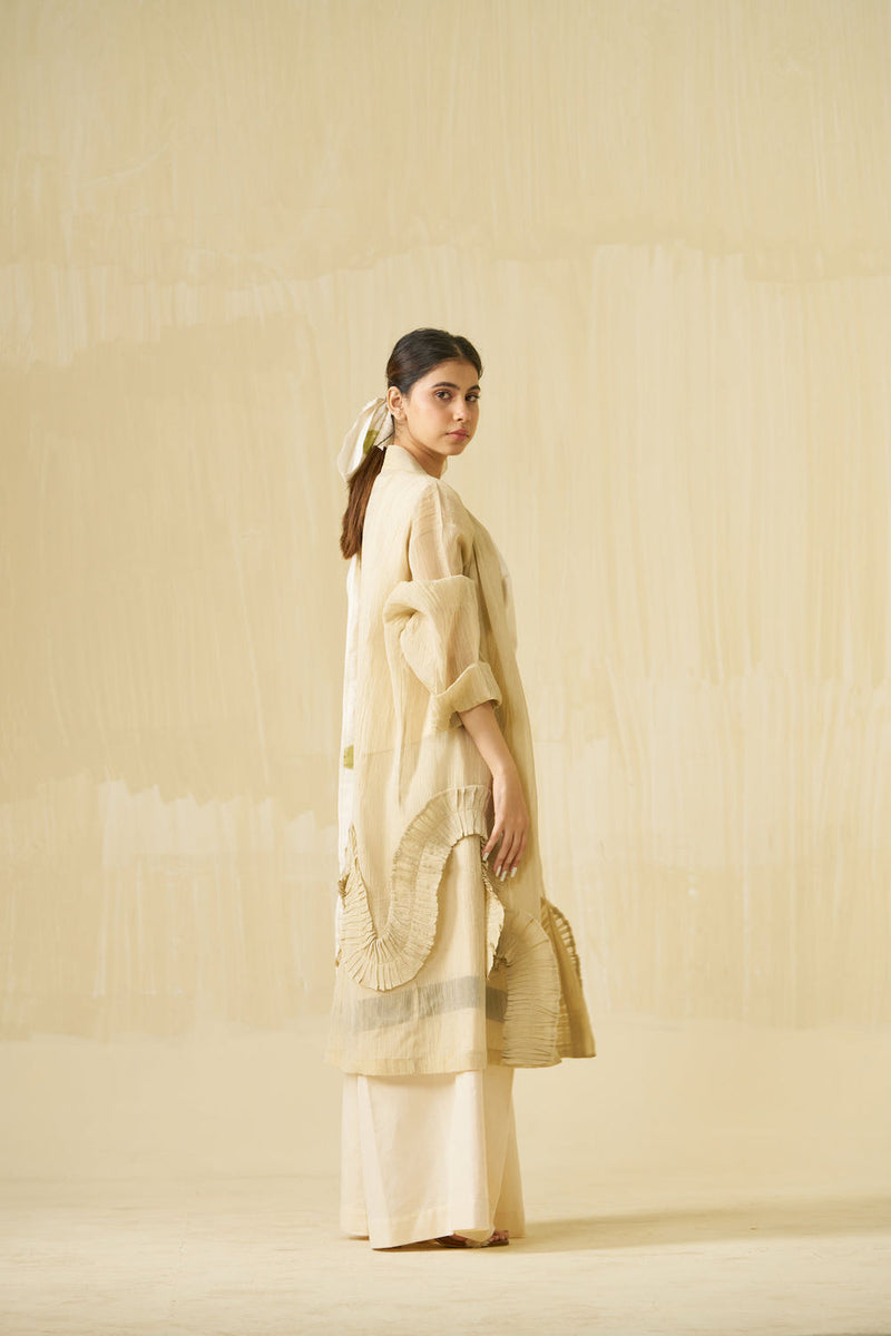Daisy Overlay-Champagne Gold crushed silk jacket/overlay by Stoique in champagne gold for women in Singapore