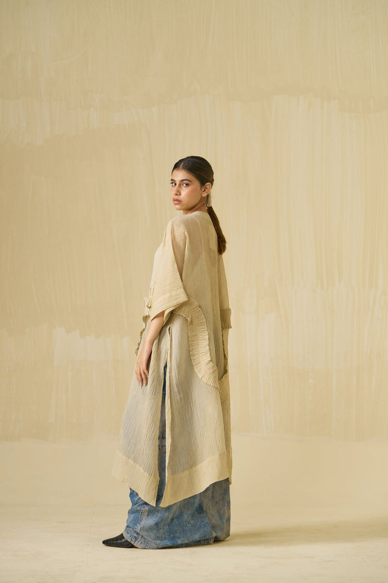 Daisy Tunic-Champagne Gold crushed silk tunics and kaftans by Stoique in champagne gold for women in Singapore