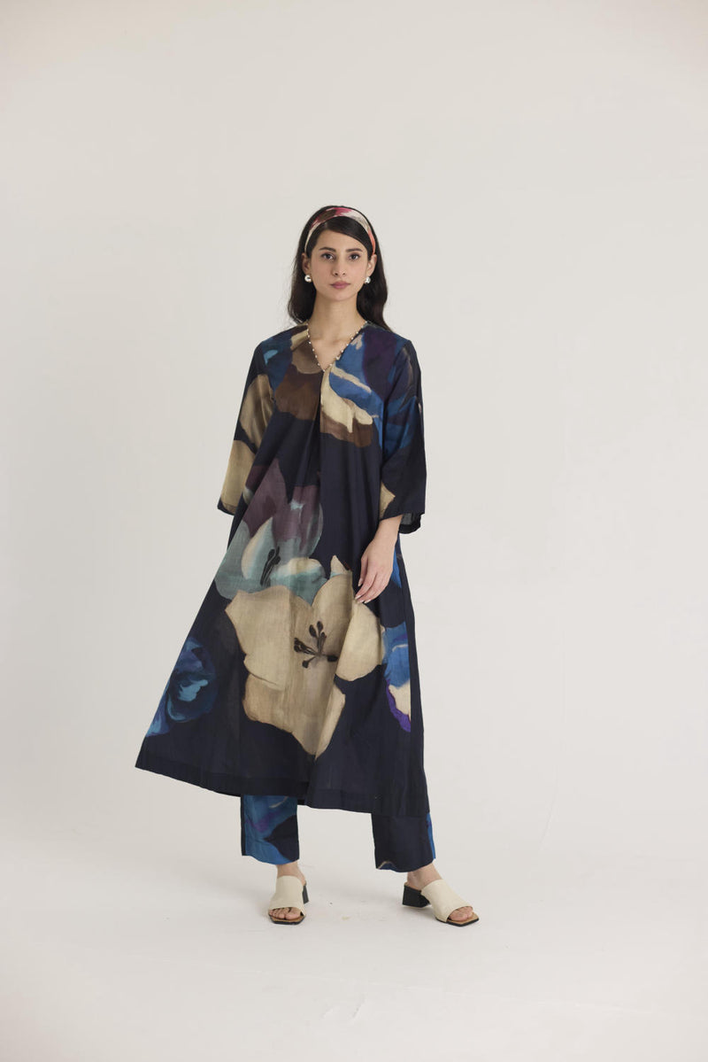 ROCCO LONG KURTA SET cotton by Yam in black color for women in Singapore
