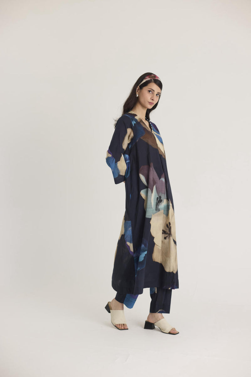 ROCCO LONG KURTA SET cotton by Yam in black color for women in Singapore