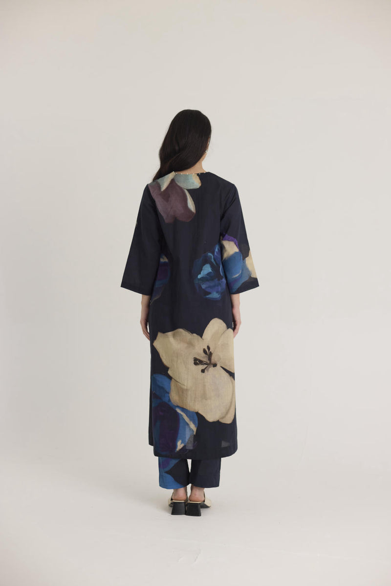 ROCCO LONG KURTA SET cotton by Yam in black color for women in Singapore