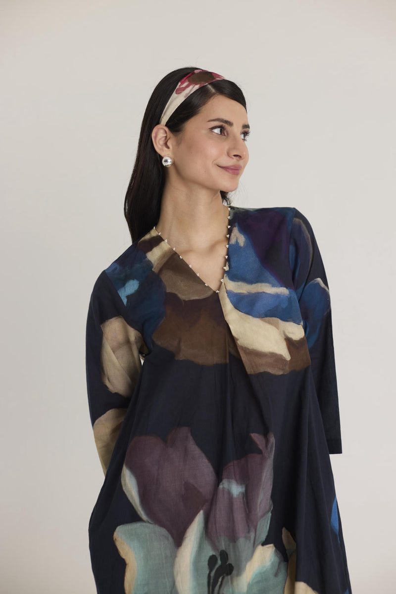 ROCCO LONG KURTA SET cotton by Yam in black color for women in Singapore