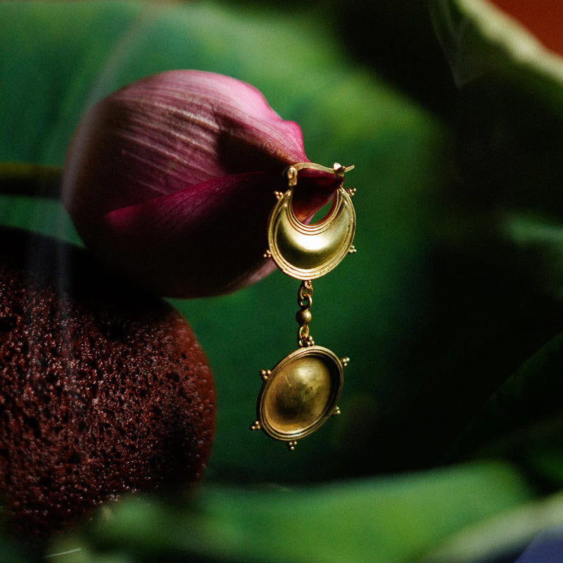Dichotomy Sun and Moon Danglers brass earring by Surmeyi for women in Singapore