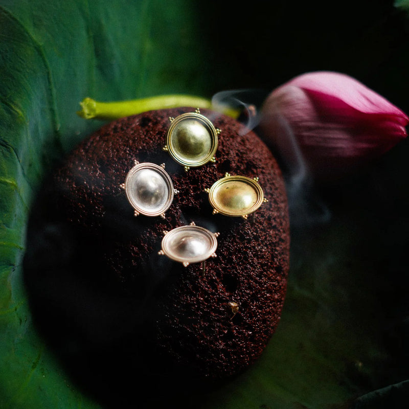 Dichotomy Sun and Moon Studs brass earring by Surmeyi for women in Singapore
