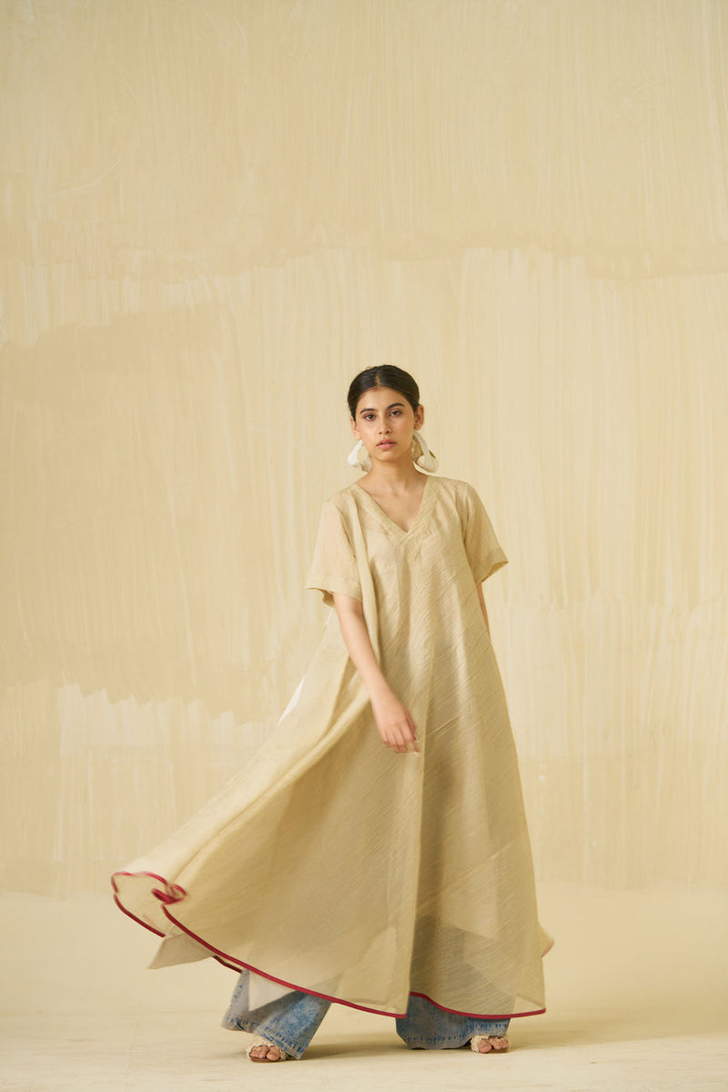 Dodo Dress-Champagne Gold crushed silk dress by Stoique in champagne gold for women in Singapore