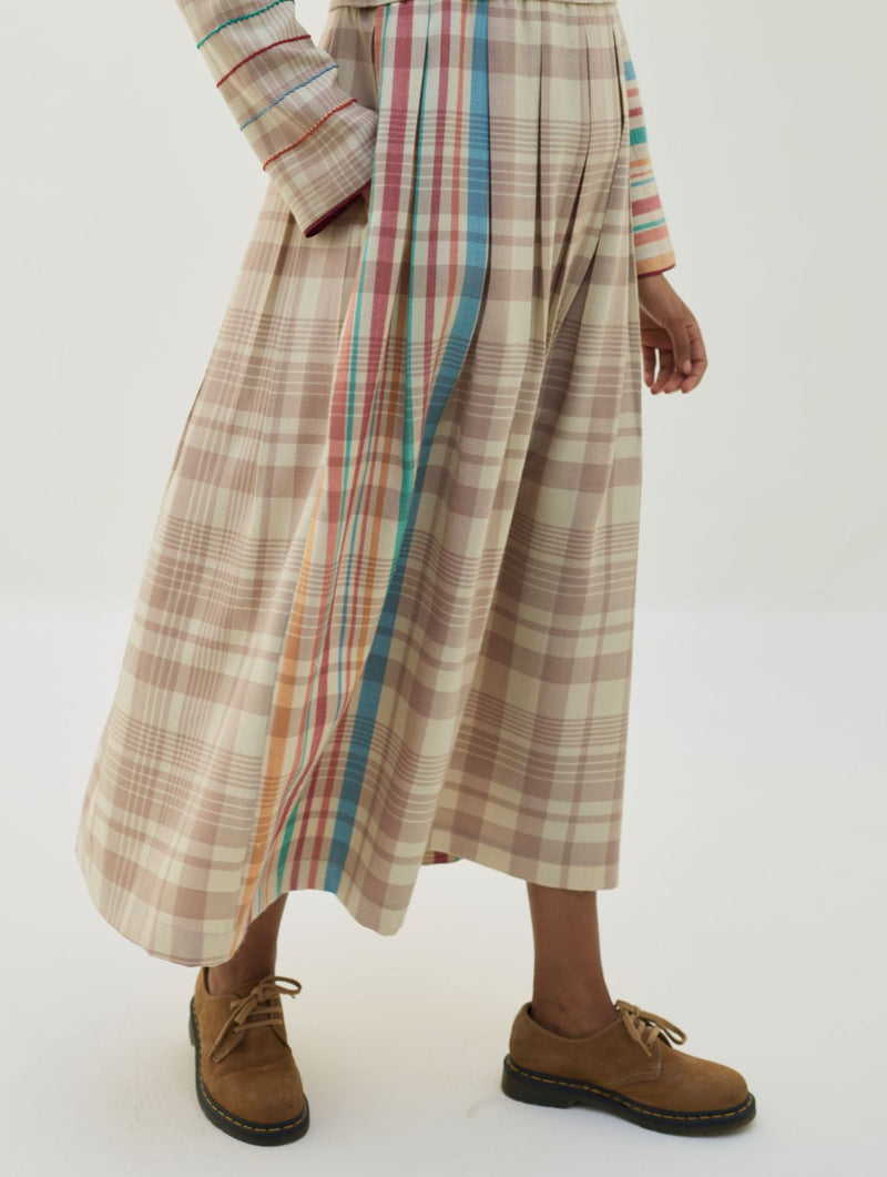Fiona Merino Wool Pleated Dress - Beige by Manan in beige color for women in Singapore