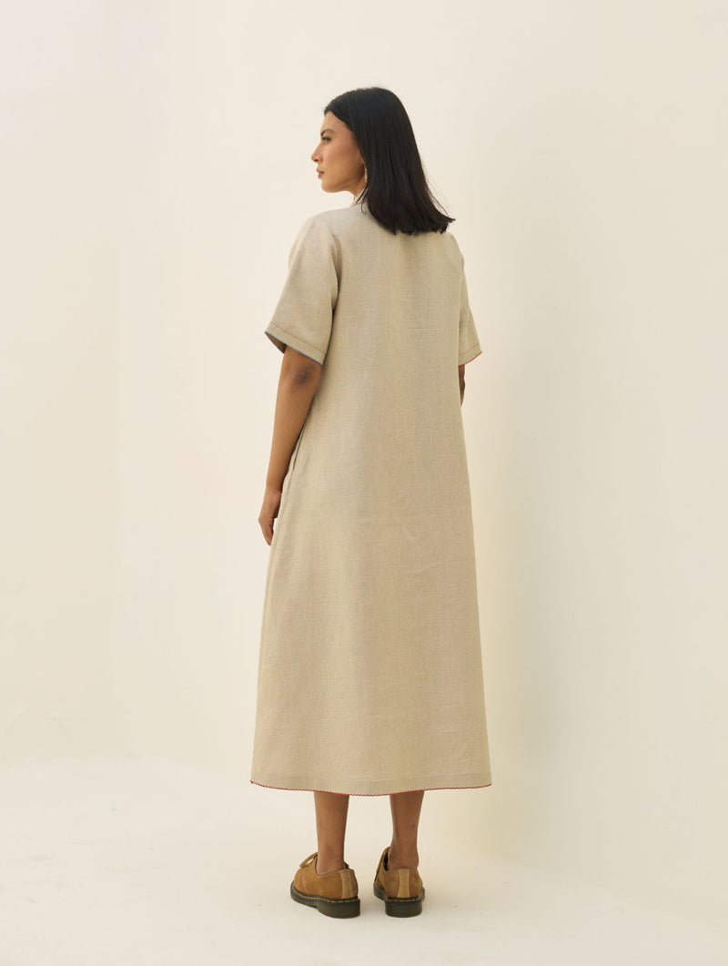 Aster Thick Linen Dress - Natural all linen by Manan in natural color for women in Singapore