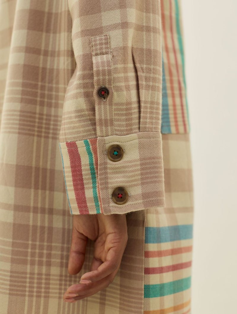 Eden Patch Pocket Dress - Beige all linen by Manan in beige color for women in Singapore