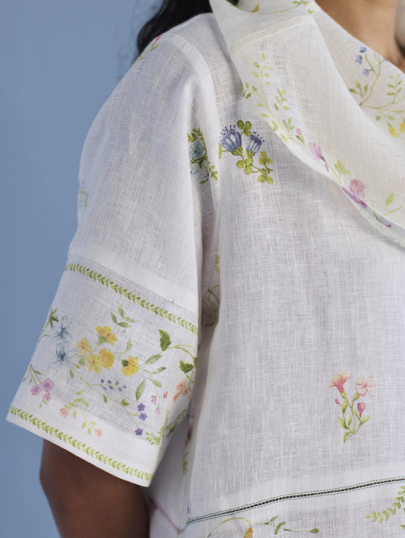 Imara Cowl Neck Linen Dress - White linen by Manan in white color for women in Singapore