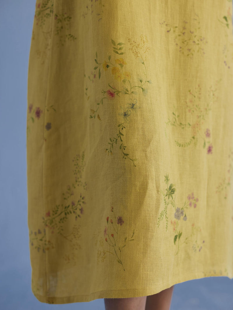 Imara Cowl Neck Linen Dress - Ochre linen by Manan for women in Singapore