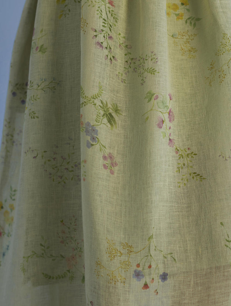 Uniko Pleated Floral Linen Dress - Mint linen by Manan in mint color for women in Singapore