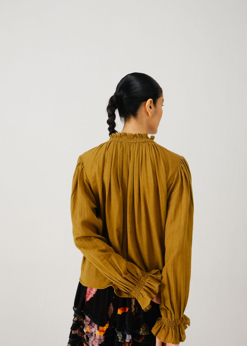 Elsa top-Olive parrot emb. cotton by CORD for women in Singapore
