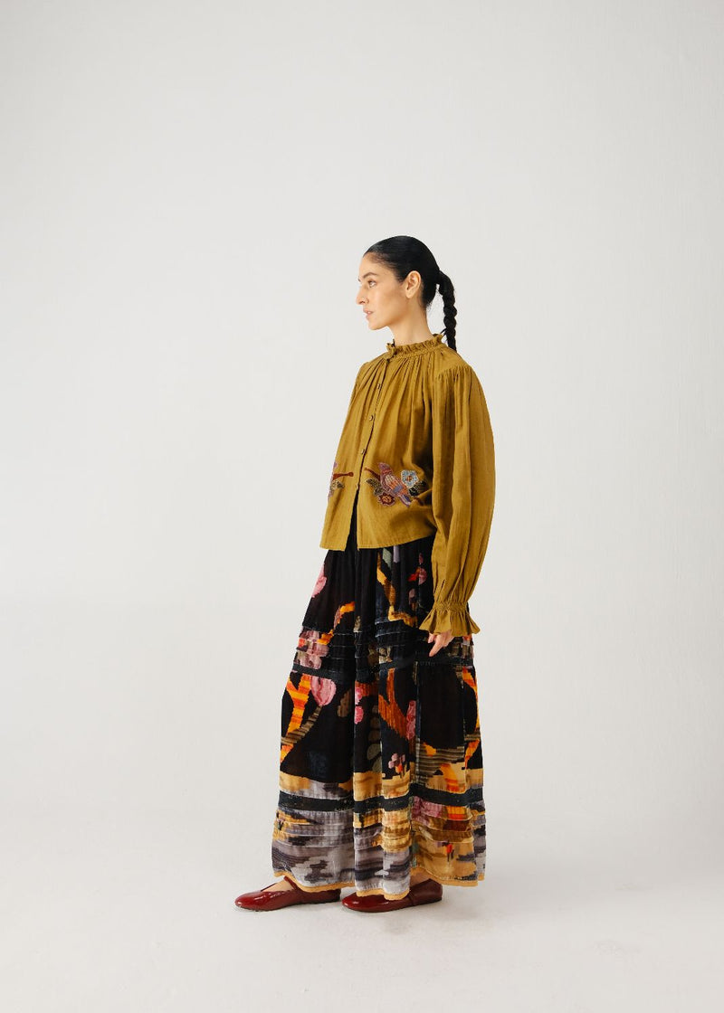 Elsa top-Olive parrot emb. cotton by CORD for women in Singapore