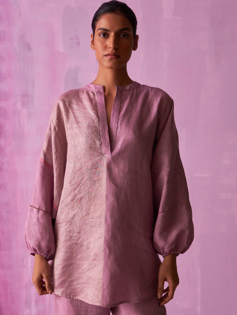 Ana Metallic Linen Co-ord Set - Lavender by Manan for women in Singapore