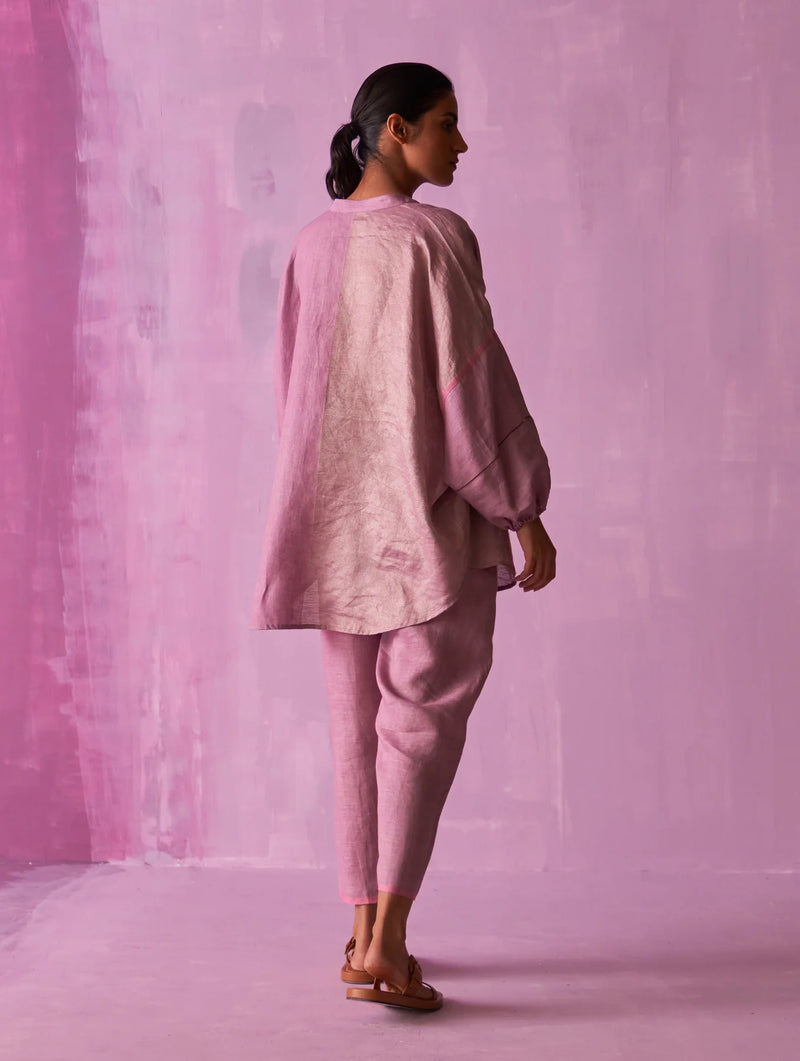 Ana Metallic Linen Co-ord Set - Lavender by Manan for women in Singapore