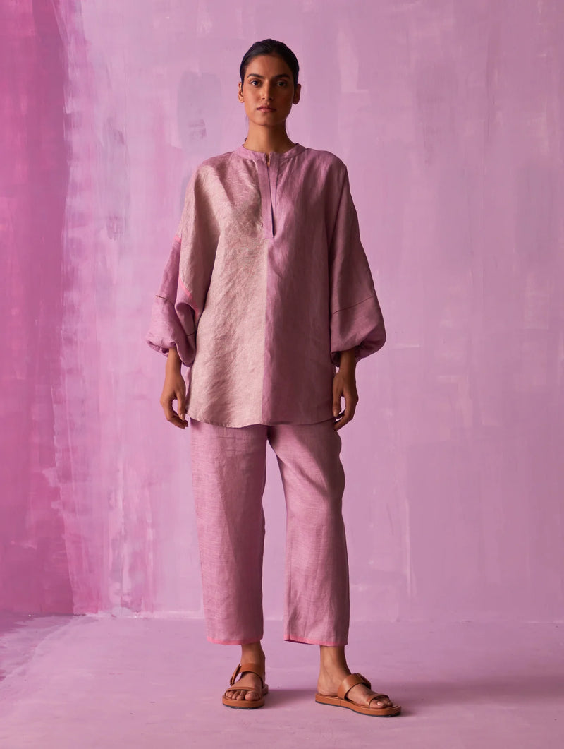Ana Metallic Linen Co-ord Set - Lavender by Manan for women in Singapore