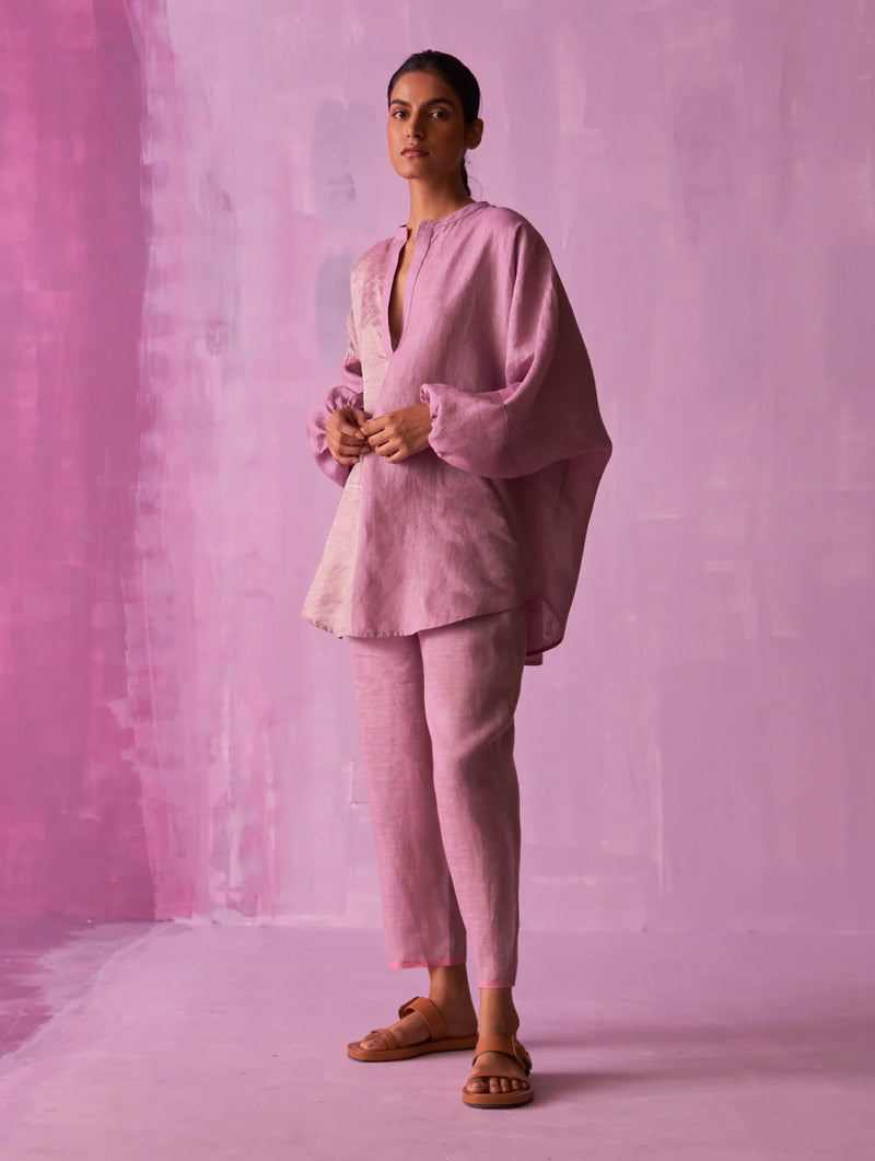 Ana Metallic Linen Co-ord Set - Lavender by Manan for women in Singapore